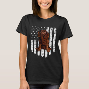 Black White American Flag American Water Spaniel 4 T-Shirt