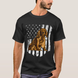 Black White American Flag Cocker Spaniel 4th Of Ju T-Shirt