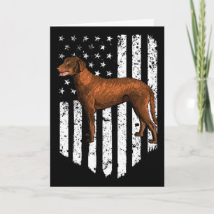 Black White American Flag Curly-coated Retriever 4 Card