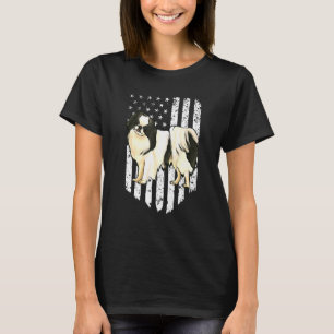 Black White American Flag Japanese Chin 4th Of Jul T-Shirt