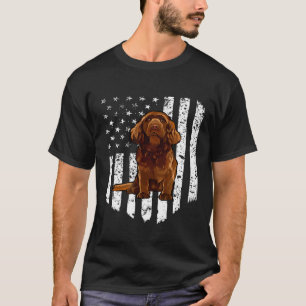 Black White American Flag Sussex Spaniel 4th Of Ju T-Shirt