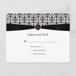 Black White Amethyst Gemstone RSVP Card