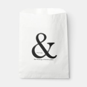 Black & White Ampersand Chic Custom Wedding Favour Bag