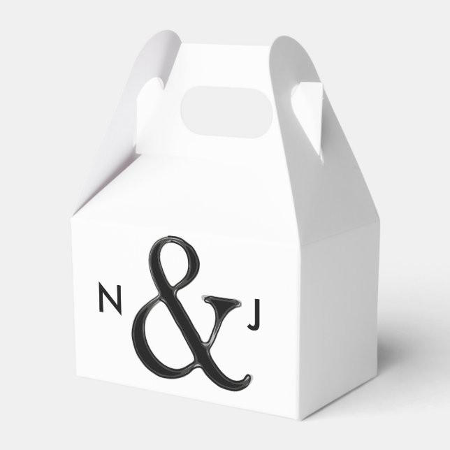 Black & White Ampersand Chic Custom Wedding Favour Box (Front Side)