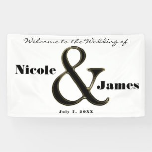 Black & White Ampersand Chic Personalised Wedding Banner