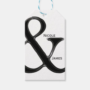 Black & White Ampersand Chic Wedding Favour Gift Tags