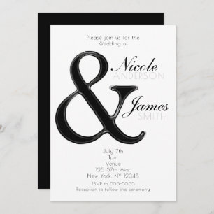 Black & White Ampersand Chic Wedding Invitations