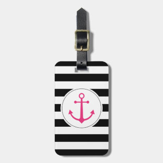 Black & white anchor luggage tag