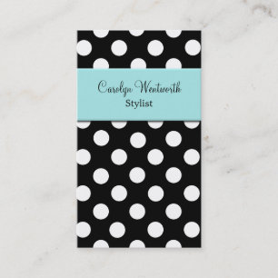 Black, White, and Aquamarine Ladies Business Card