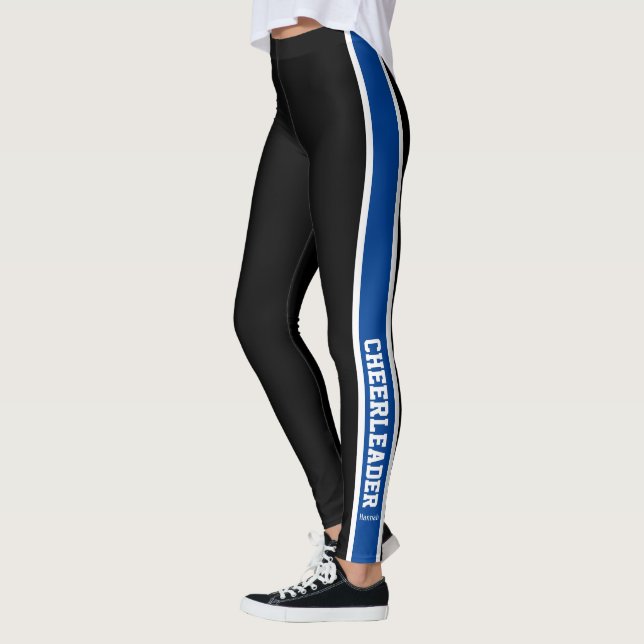 Black White and Blue Cheerleader Leggings (Left)
