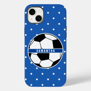 Black White and Blue Soccer Player Sports Monogram Case-Mate iPhone 14 Plus Case