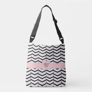 Black White and Blush Chevron All-Over-Print Bag