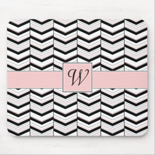 Black White and Blush Chevron Mousepad