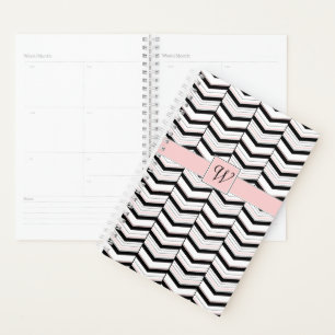 Black White and Blush Chevron Planner