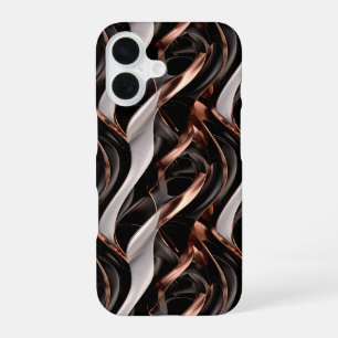 Black, White and Copper Abstract 3D Illusion iPhone 16 Case
