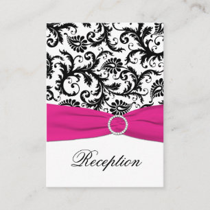 Black, White, and Fuchsia Damask Enclosure Card