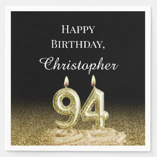 Black, White and Gold 94th Birthday Napkins