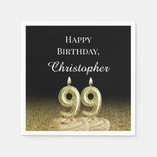 Black, White and Gold 99th Birthday Napkins