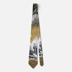 Black, White and Gold Abstract Tie