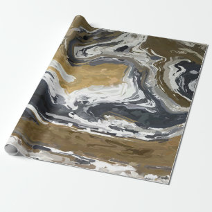 Black, White and Gold Abstract Wrapping Paper