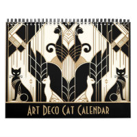 Black White and Gold Art Deco Cat