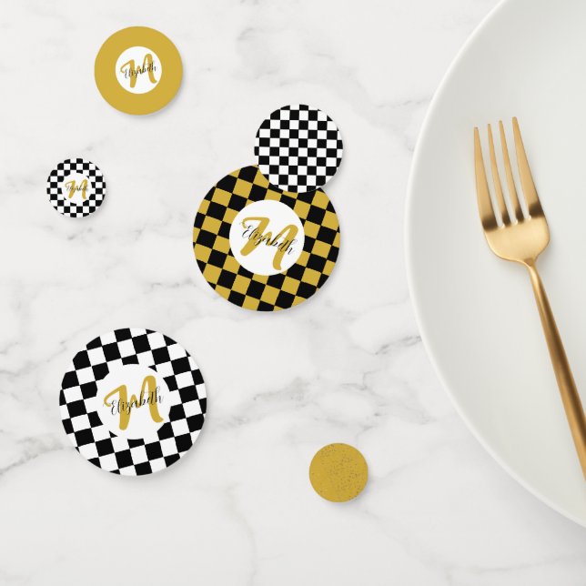 Black White and Gold Elegant Aesthetic Confetti (Group)