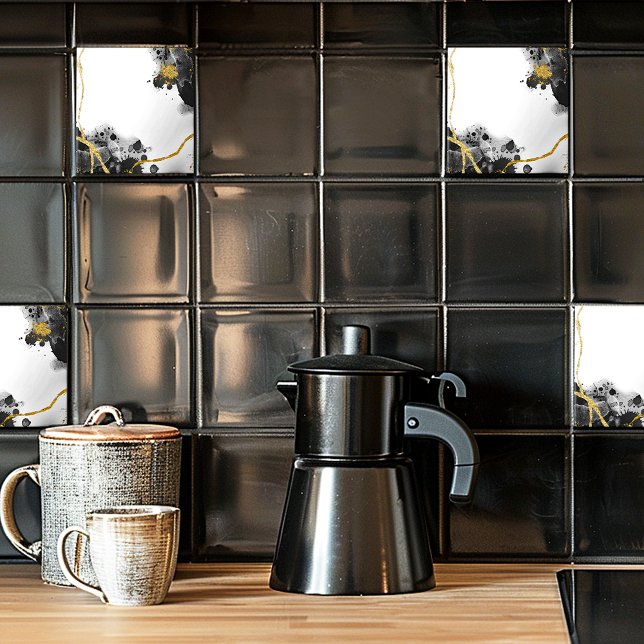 Black White and Gold Glitter Ceramic Tile (Creator Uploaded)