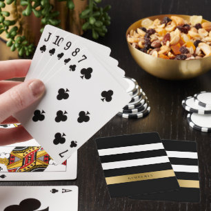 Black, white and gold stripes pattern playing cards