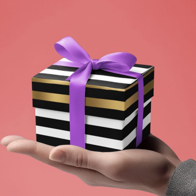 Black, white and gold stripes pattern wrapping paper (Creator Uploaded)