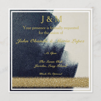 Black, White and Gold Wedding Invitation