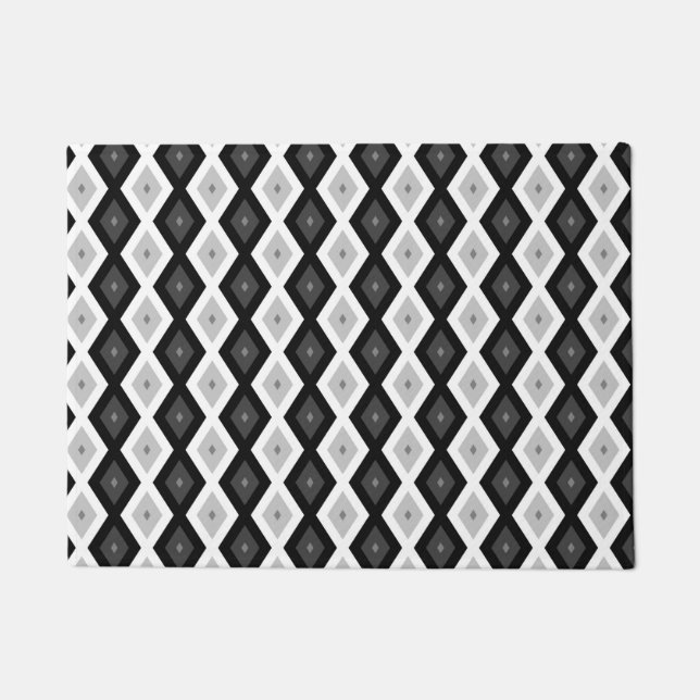 Black, white and gray diamond pattern doormat (Front)