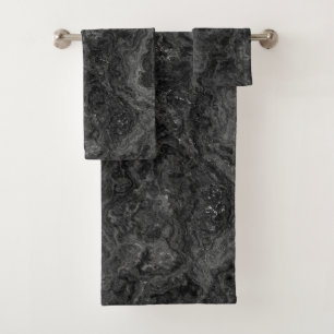 Black, White, and Gray Marble abstract Bath Towel Set