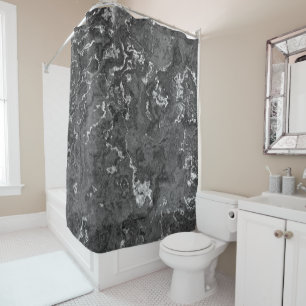 Black, White, and Gray Marble abstract Shower Curtain