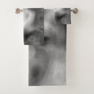 Black, white and Gray Marbled Abstract   Bath Towel Set