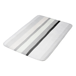 Black, White and Green Abstract Stripes Bath Mat