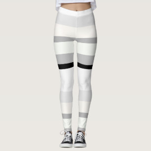 Black, White and Green Abstract Stripes Leggings
