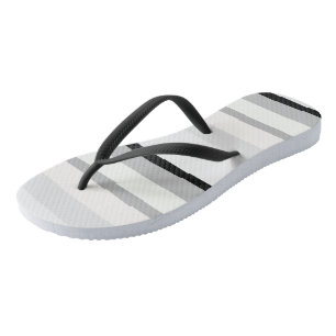 Black, White and Green Abstract Stripes Thongs