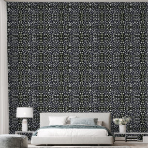 Black, White and Green Shell Forms Wallpaper
