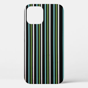 Black, white, and green stripe digital iPhone 12 case
