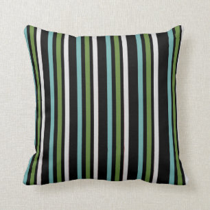 Black, white, and green stripe digital cushion