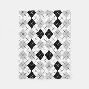 Black White and Grey Argyle Fleece Blanket