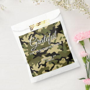 Black, White, and Grey Camouflage Grateful Favour Bag
