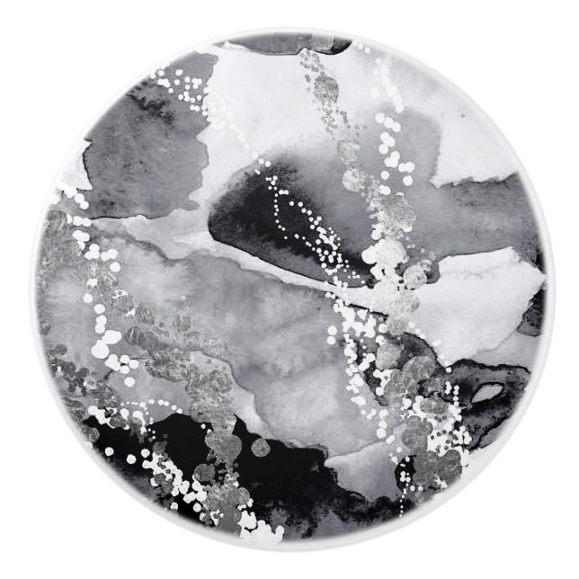 Black , white and grey ceramic pull knob (Front)
