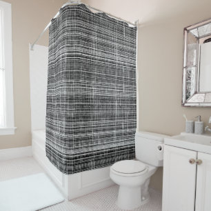 Black, White, and Grey Check Pattern Shower Curtain