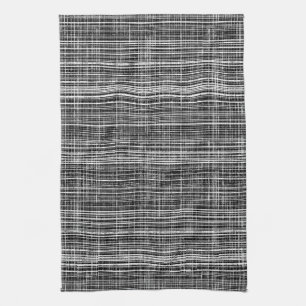 Black, White, and Grey Check Pattern Tea Towel