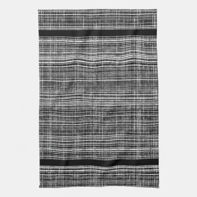 Black, White, and Grey Check Pattern Tea Towel (Vertical)