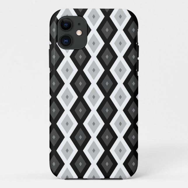 Black, white and grey diamond pattern Case-Mate iPhone case (Back)