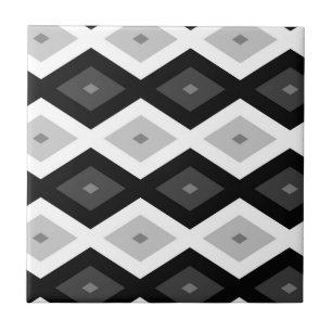 Black, white and grey diamond pattern ceramic tile