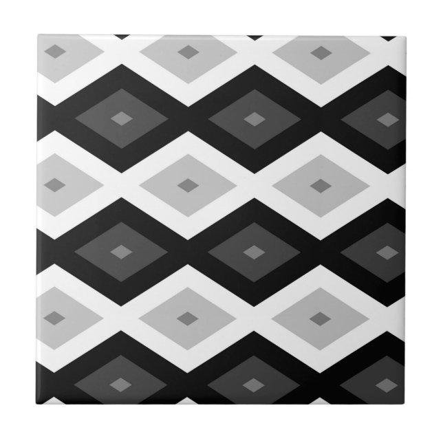 Black, white and grey diamond pattern ceramic tile (Front)