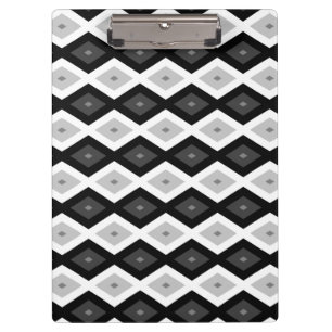 Black, white and grey diamond pattern clipboard